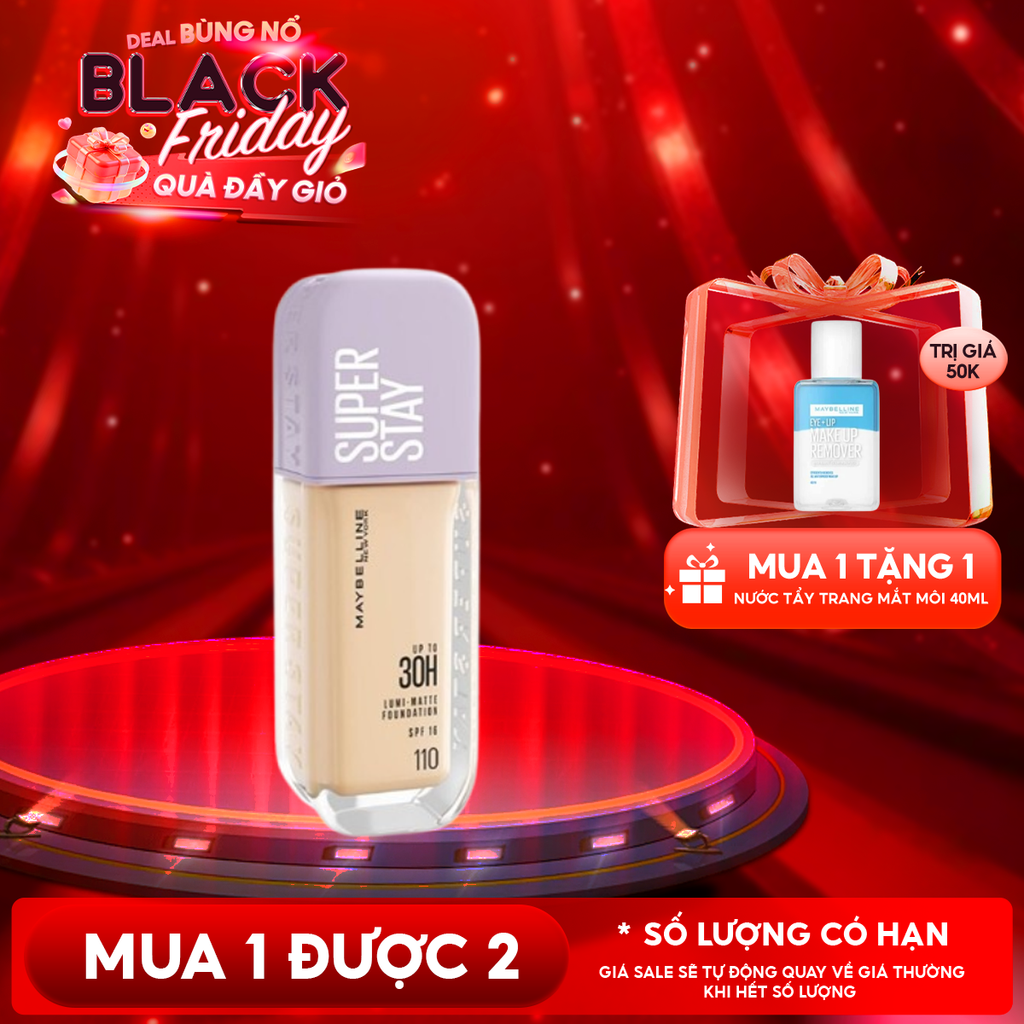 Kem Nền Maybelline Bắt Sáng, Che Phủ Cao, Siêu Nhẹ Mặt Super Stay Up To 30H Lumi Matte Foundation 35ml