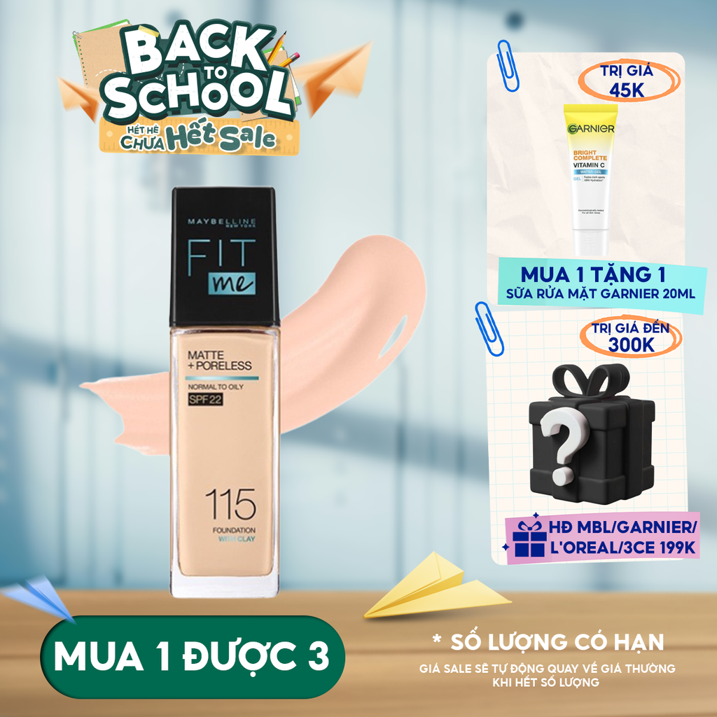 Kem Nền Maybelline Kiềm Dầu, Cho Lớp Nền Mịn Lì Tự Nhiên Fit Me Matte Poreless Foundation 30ml