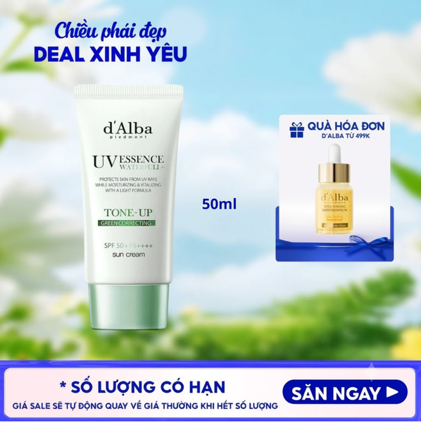  Kem Chống Nắng D'Alba Nâng Tông, Cân Bằng Sắc Đỏ Clean Tea Tree Liposome Tone-Up Sun Cream _Green SPF50+ PA++++ 50ml 