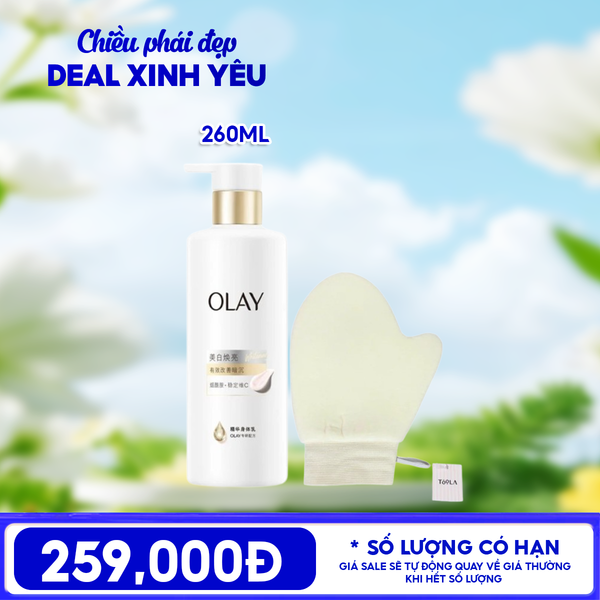  Combo 20/10: Sữa Dưỡng Thể OLAY Body Cellscience 260g + Găng Tay Thoa Kem Dưỡng Thể TOOLA BT-TLA129 
