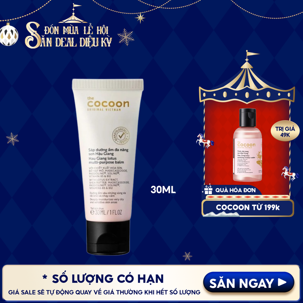Sáp Dưỡng Ẩm Cocoon Đa Năng Chiết Xuất Sen Hậu Giang Hau Giang Lotus Multi-purpose balm 30ml (Mẫu ngẫu nhiên)