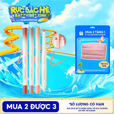 Chì Kẻ Viền Môi Romand Nhung Lì, Lâu Trôi, Thiết Kế 2 Đầu Lip Mate Pencil 0.5g