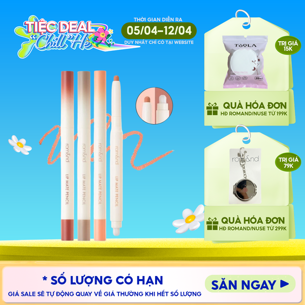  Chì Kẻ Viền Môi Romand Nhung Lì, Lâu Trôi, Thiết Kế 2 Đầu Lip Mate Pencil 0.5g 