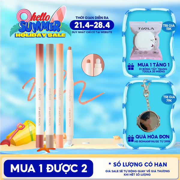  Chì Kẻ Viền Môi Romand Nhung Lì, Lâu Trôi, Thiết Kế 2 Đầu Lip Mate Pencil 0.5g 