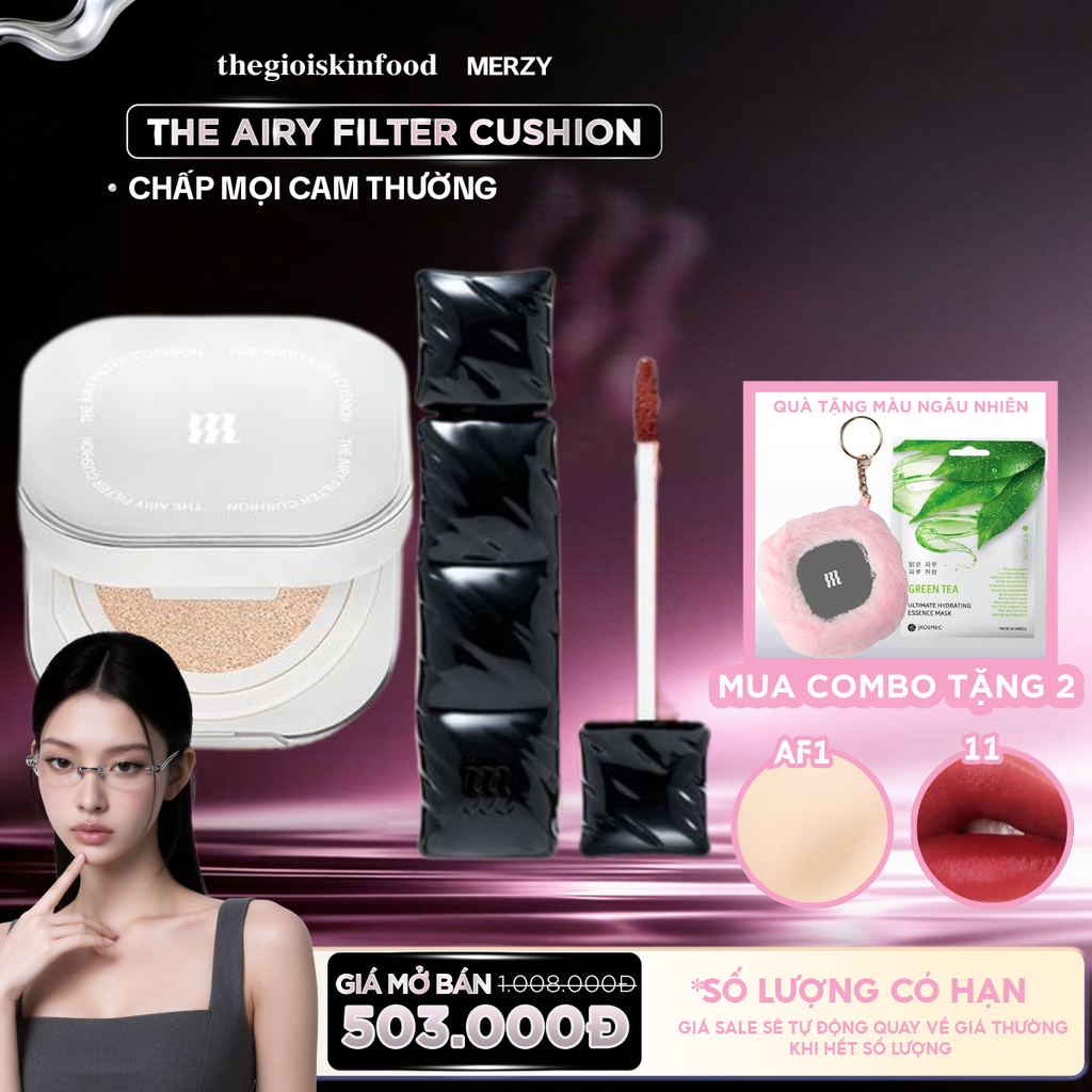 [MUA 2 NHẬN 4] Combo Merzy: Phấn nước Merzy The Airy Filter Cushion + Son Merzy Best Seller (New Dew/ Puffer/Bisous/Glam/ Fit Blur Tint)
