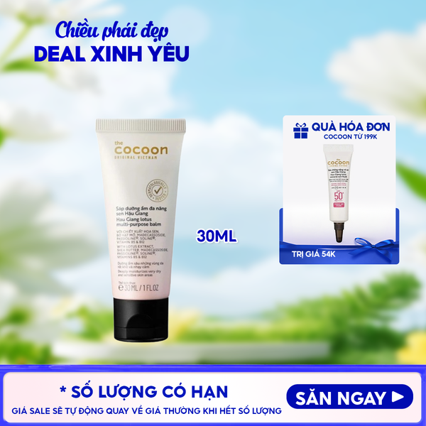  Sáp Dưỡng Ẩm Cocoon Đa Năng Chiết Xuất Sen Hậu Giang Lotus Multi-purpose balm 30ml (Mẫu ngẫu nhiên) 