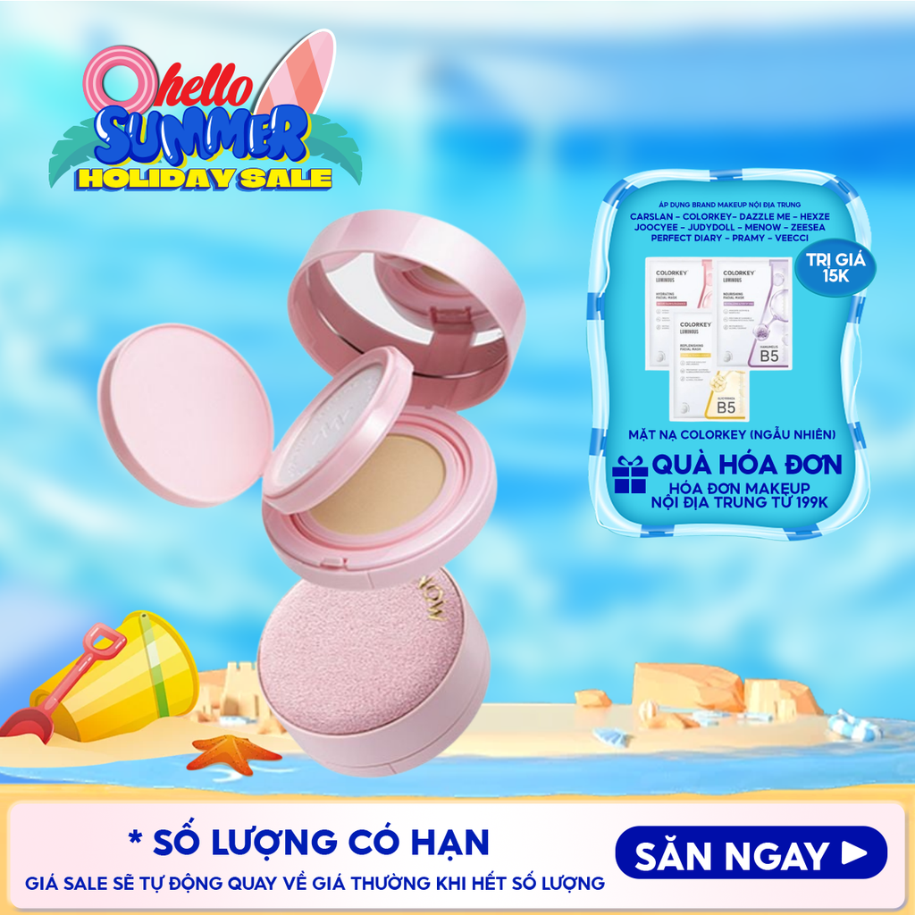 Phấn Nước Kèm Phấn Phủ 2in1 MENOW Kiềm Dầu, Dưỡng Ẩm Light Makeup Powder Cushion Powder Cream 17g