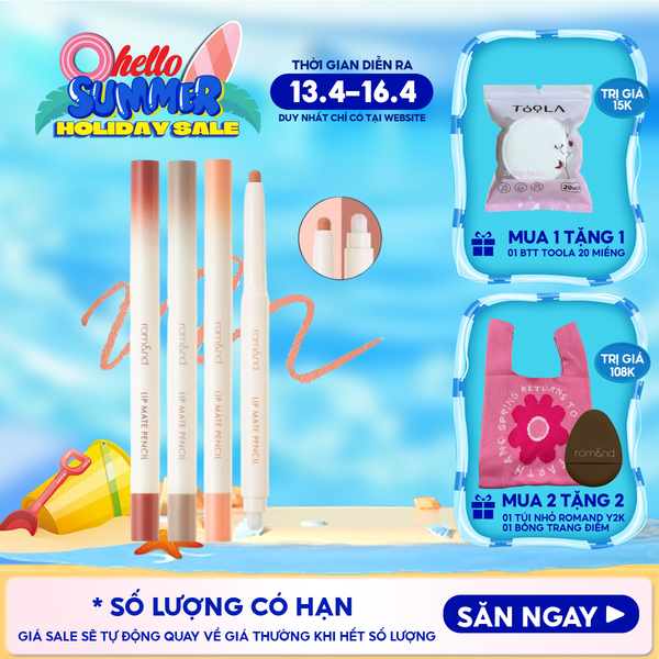  Chì Kẻ Viền Môi Romand Nhung Lì, Lâu Trôi, Thiết Kế 2 Đầu Lip Mate Pencil 0.5g 