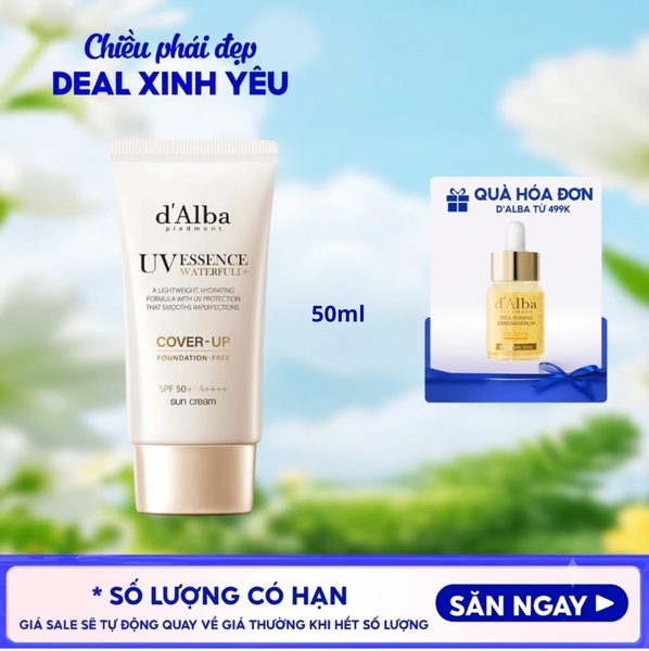  Kem Chống Nắng d'Alba Nâng Tông, Che Phủ Tự Nhiên Waterfull Tone-Up Sun Cream (Cover Beige) 50ml 