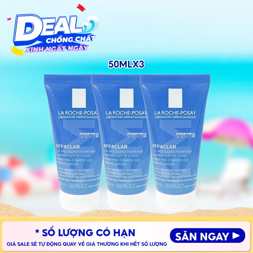 Combo 3 Chai Sữa Rửa Mặt Dạng Gel Cho Da Dầu Mụn La Roche-Posay Effaclar Purifying Foaming Gel For Oily Sensitive Skin