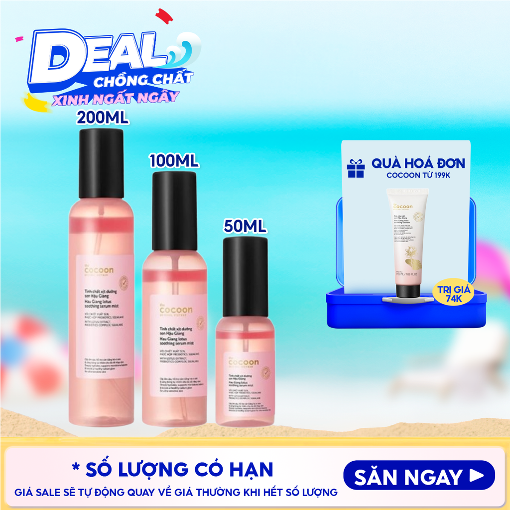 Tinh Chất Xịt Dưỡng Cocoon Hau Giang Lotus Soothing Serum Mist