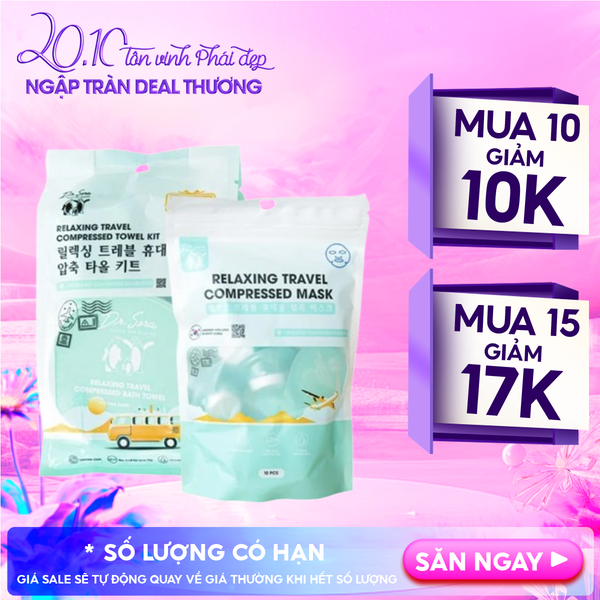 Set Khăn Nén Dr.Sera Set Mặt Nạ Nén Mềm Mịn Relaxing Travel Compressed 