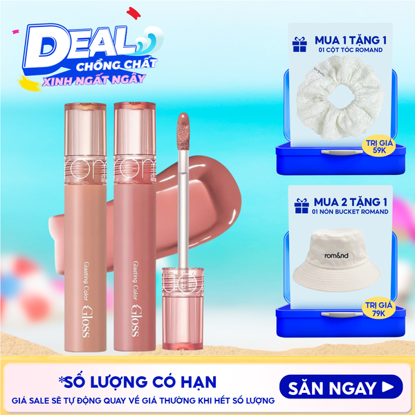  [GIÁ HỦY DIỆT][Màu 01-25][COLOR GLOSS] Son Bóng Romand Cho Môi Căng Mọng, Mềm Mịn Glasting Color Gloss 4g 