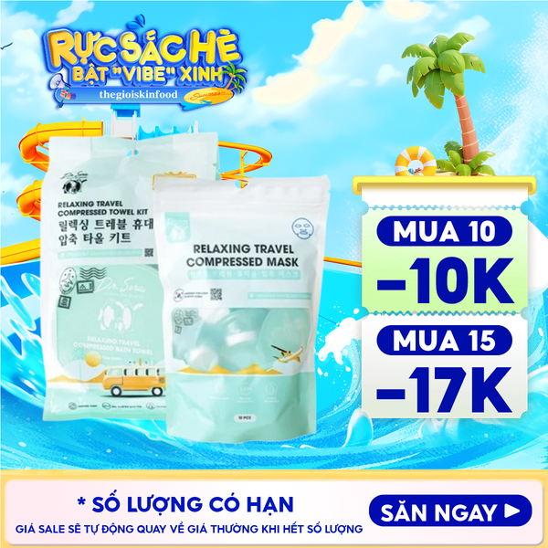  Set Khăn Nén Dr.Sera Set Mặt Nạ Nén Mềm Mịn Relaxing Travel Compressed 