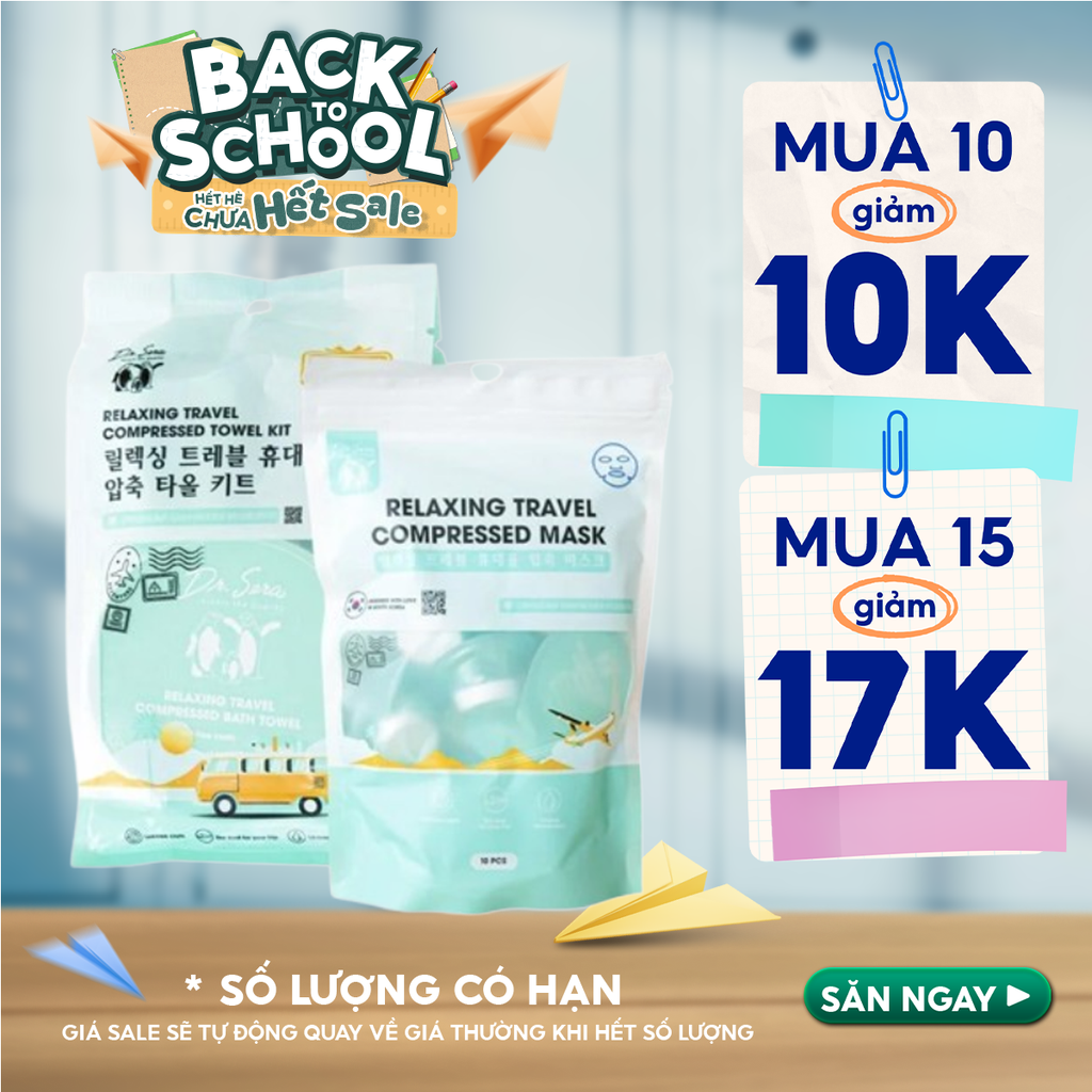 Set Khăn Nén Dr.Sera Set Mặt Nạ Nén Mềm Mịn Relaxing Travel Compressed