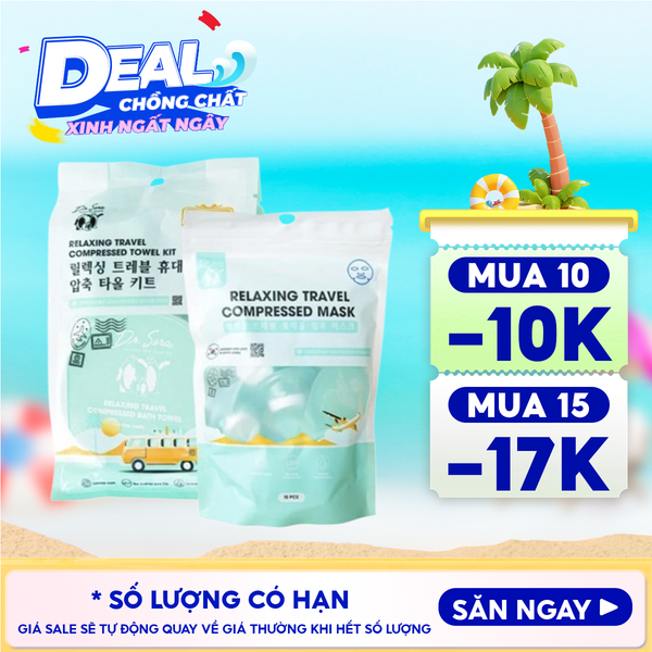  Set Khăn Nén Dr.Sera Set Mặt Nạ Nén Mềm Mịn Relaxing Travel Compressed 