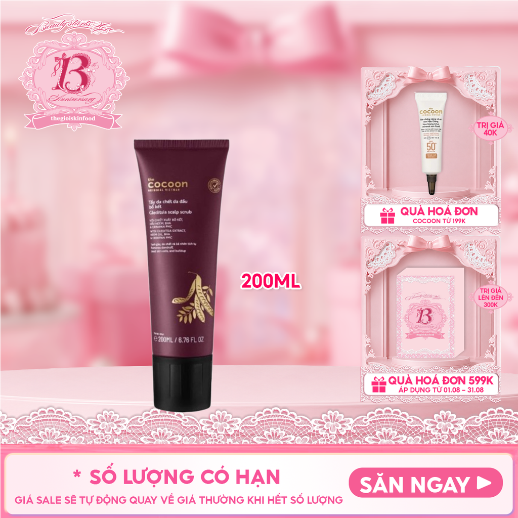 Tẩy Tế Bào Chết Da Đầu Cocoon Bồ Kết Hỗ Trợ Giảm Gàu, Tóc Phồng Gleditsia Scalp Scrub 200ml