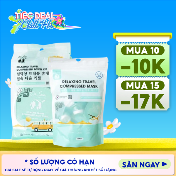  Set Khăn Nén Dr.Sera Set Mặt Nạ Nén Mềm Mịn Relaxing Travel Compressed 
