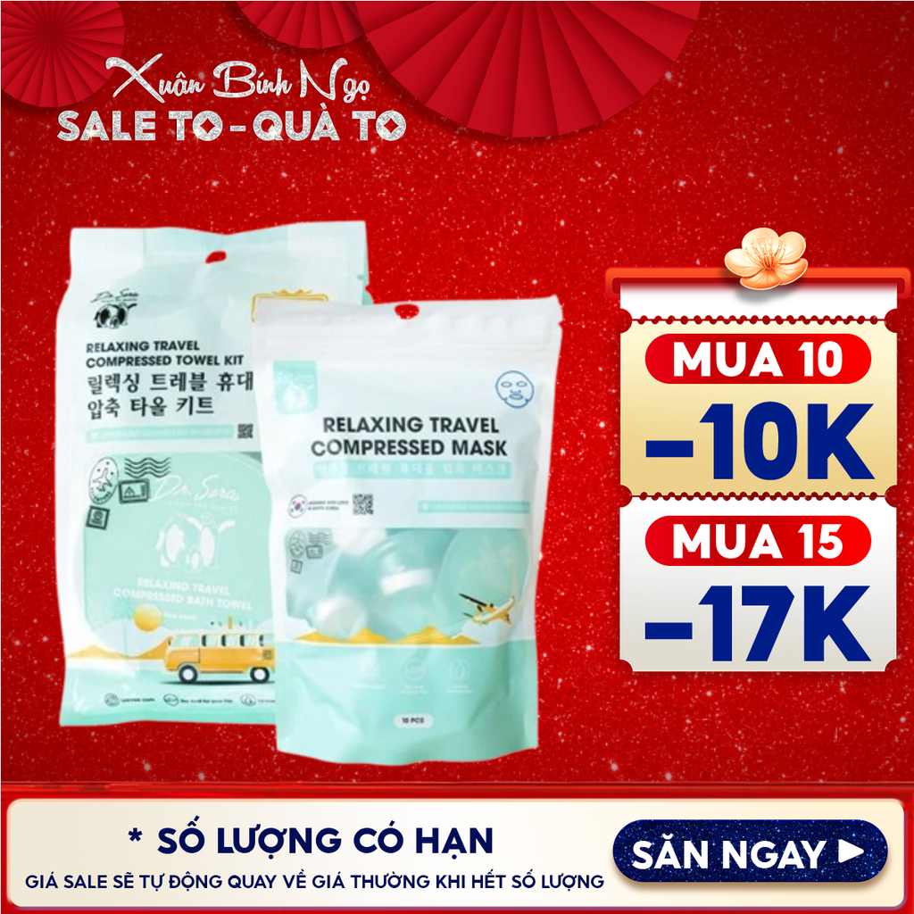 Set Khăn Nén Dr.Sera Set Mặt Nạ Nén Mềm Mịn Relaxing Travel Compressed