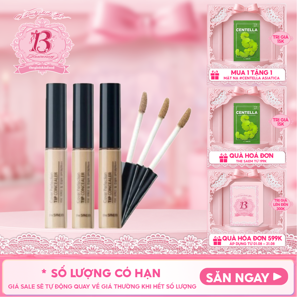  Kem Che Khuyết Điểm The Saem Có Chống Nắng Hàn Quốc Cover Perfection Tip Concealer SPF28/PA++ 6.5g 