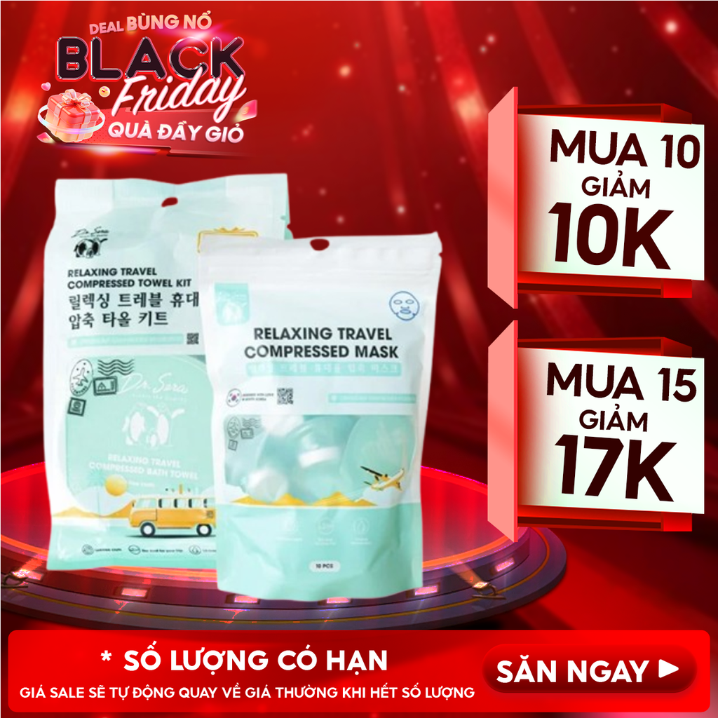 Set Khăn Nén Dr.Sera Set Mặt Nạ Nén Mềm Mịn Relaxing Travel Compressed