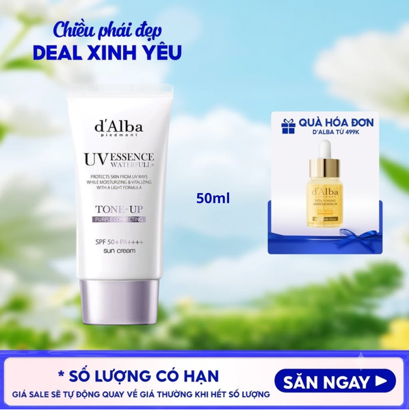  Kem Chống Nắng D'Alba Nâng Tông, Hiệu Chỉnh Sắc Da Waterfull Tone-Up Sun Cream_Purple SPF50+ PA++++ 50ml 
