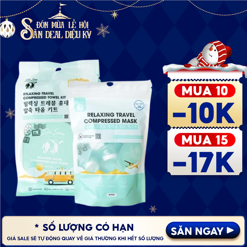 Set Khăn Nén Dr.Sera Set Mặt Nạ Nén Mềm Mịn Relaxing Travel Compressed