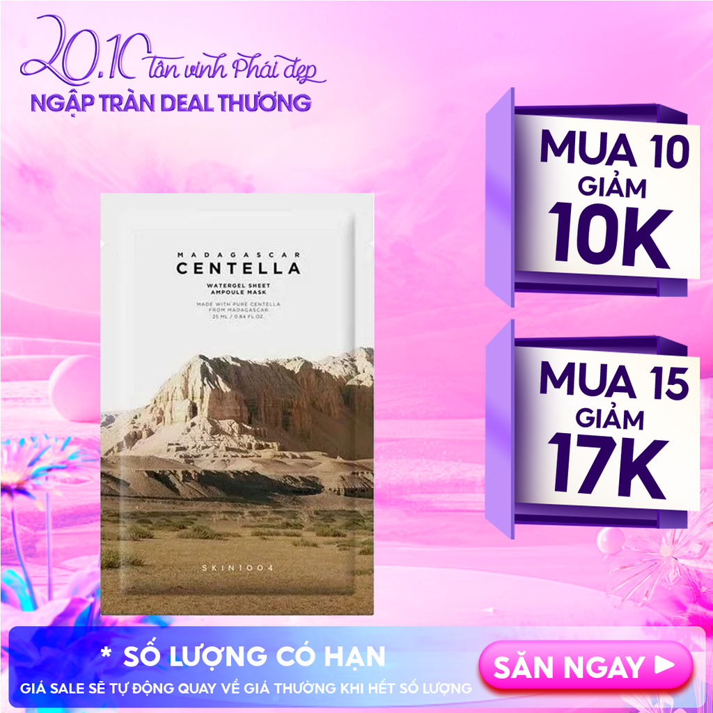 Mặt Nạ Skin1004 Làm Dịu, Dưỡng Ẩm Chiết Xuất Rau Má Madagascar Centella Watergel Sheet Ampoule Mask 25ml