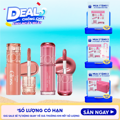 [MINI PINK] Son Tint Lì Romand The Juicy Lasting Tint 1g & Son Bóng Romand Glasting Color Gloss 2g