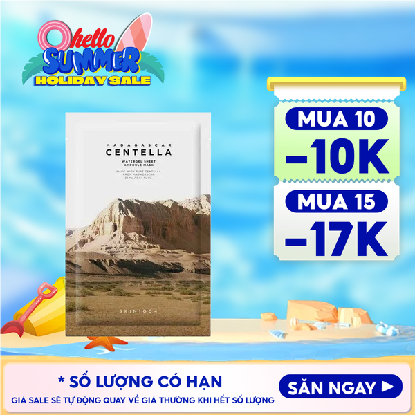  Mặt Nạ Skin1004 Làm Dịu, Dưỡng Ẩm Chiết Xuất Rau Má Madagascar Centella Watergel Sheet Ampoule Mask 25ml 
