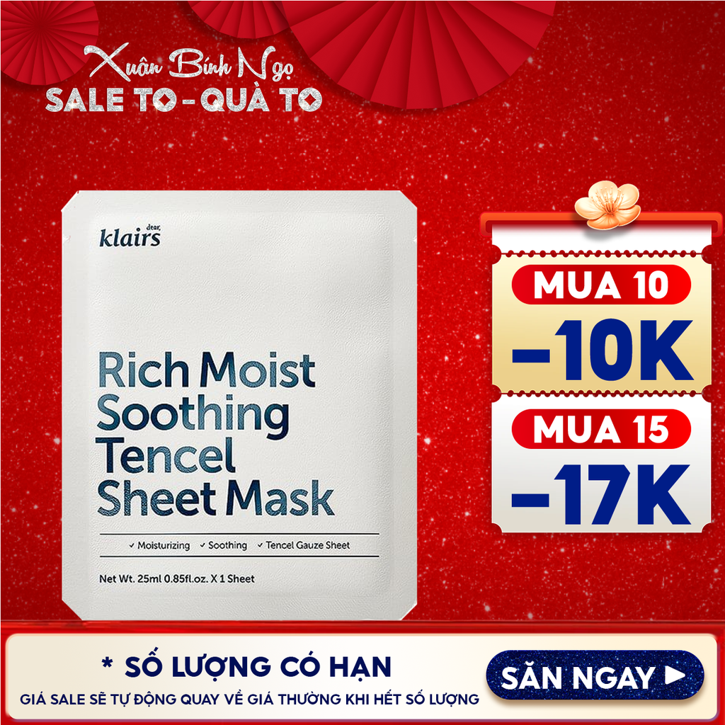 Mặt Nạ Klairs Dưỡng Ẩm, Bảo Vệ Da Khỏe Mạnh Rich Moist Soothing Tencel Sheet Mask