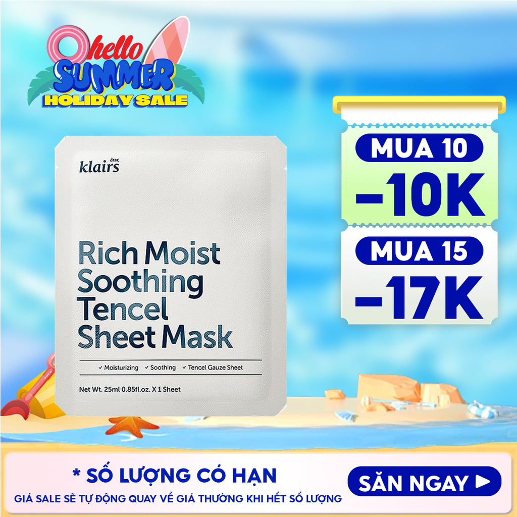 Mặt Nạ Klairs Dưỡng Ẩm, Bảo Vệ Da Khỏe Mạnh Rich Moist Soothing Tencel Sheet Mask