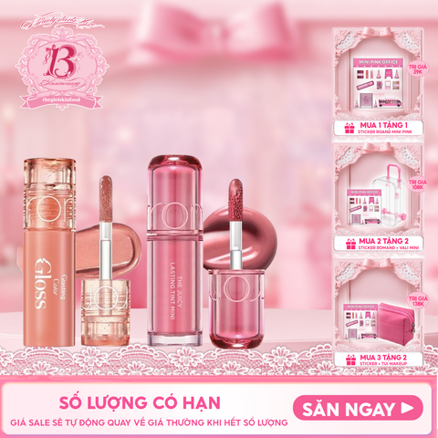 [MINI PINK] Son Tint Lì Romand The Juicy Lasting Tint 1g & Son Bóng Romand Glasting Color Gloss 2g