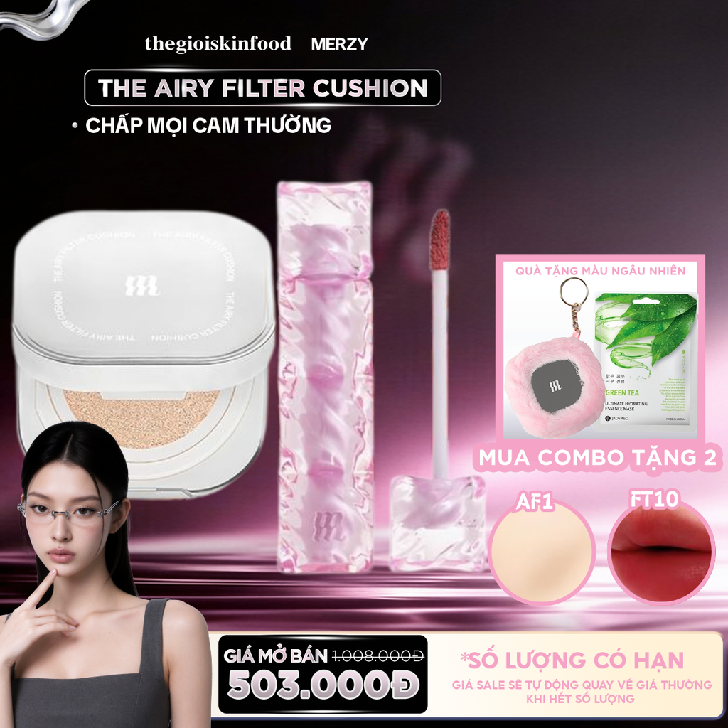[MUA 2 NHẬN 4] Combo Merzy: Phấn nước Merzy The Airy Filter Cushion + Son Merzy Best Seller (New Dew/ Puffer/Bisous/Glam/ Fit Blur Tint)