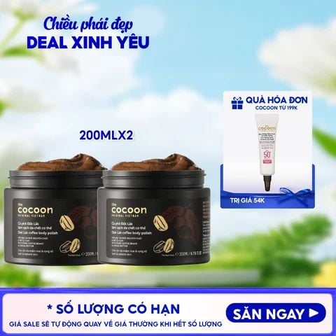  Combo 2 Sản Phẩm Cocoon: Tẩy Da Chết Body Cocoon Làm Đều Màu Da Và Dưỡng Mịn Da Chiết Xuất Cà Phê Dak Lak Coffee Body Polish 200ml 