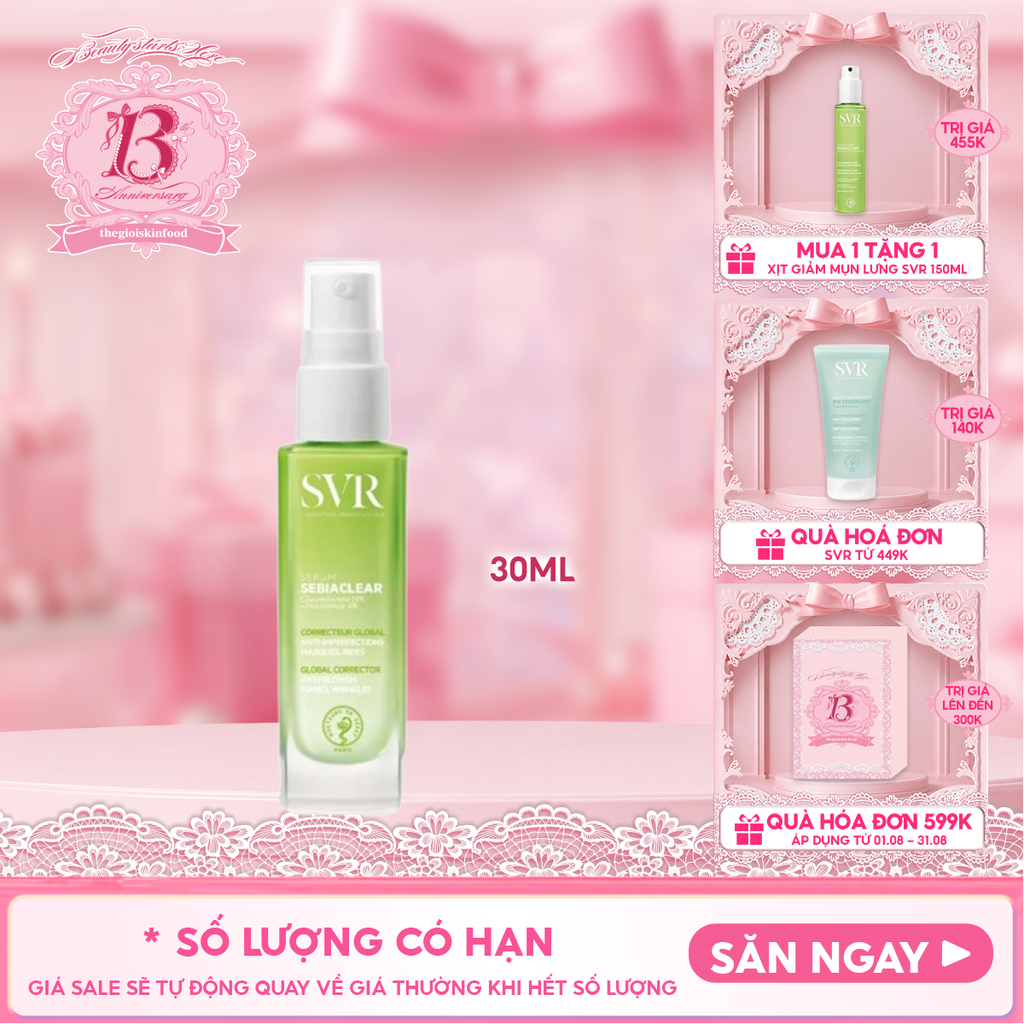 Serum SVR Hỗ Trợ Giảm Mụn, Làm Mờ Thâm Sạm Và Mềm Mịn Da SVR Sebiaclear Serum 30ml