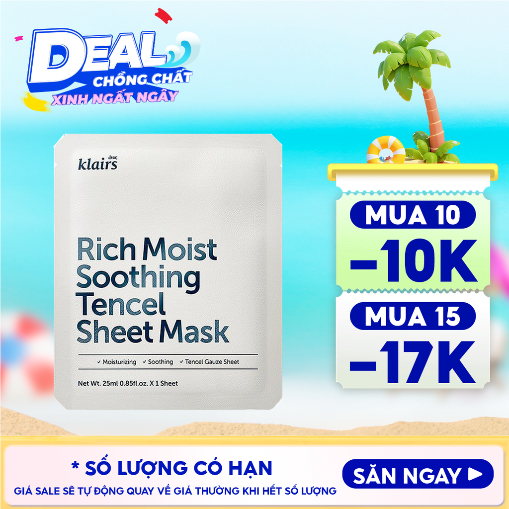 Mặt Nạ Klairs Dưỡng Ẩm, Bảo Vệ Da Khỏe Mạnh Rich Moist Soothing Tencel Sheet Mask
