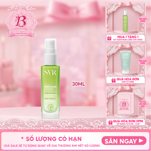  Serum SVR Hỗ Trợ Giảm Mụn, Làm Mờ Thâm Sạm Và Mềm Mịn Da SVR Sebiaclear Serum 30ml 