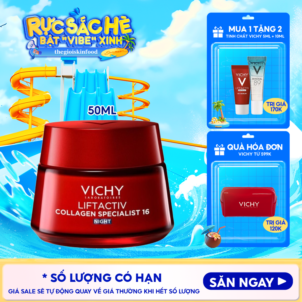 Kem Dưỡng Vichy Hỗ Trợ Sáng Da, Mờ Thâm Nám Ban Đêm Liftactiv Collagen Specialist Night 50ml