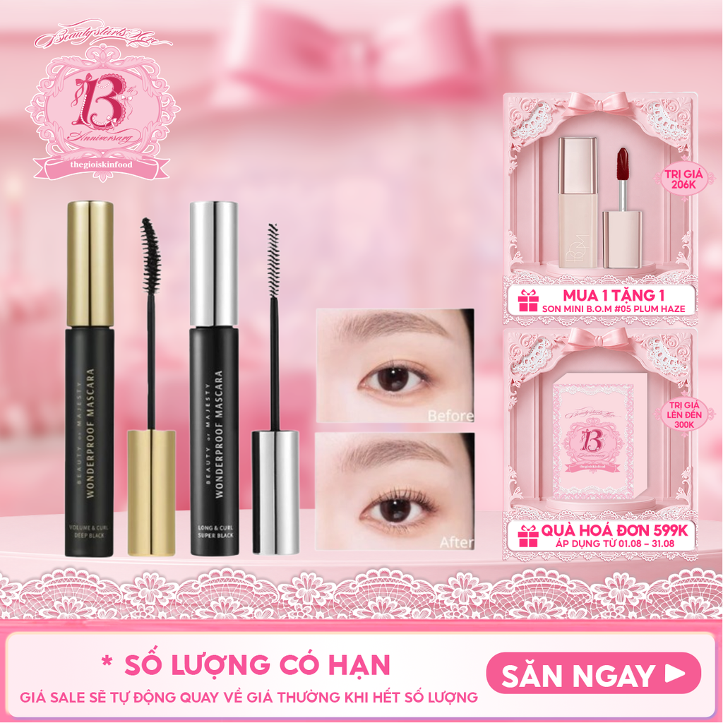 Mascara Chuốt Mi B.O.M Giúp Mi Dài, Dày Và Cong Tự Nhiên, Chống Trôi Hiệu Quả Wonderproof Mascara 8g