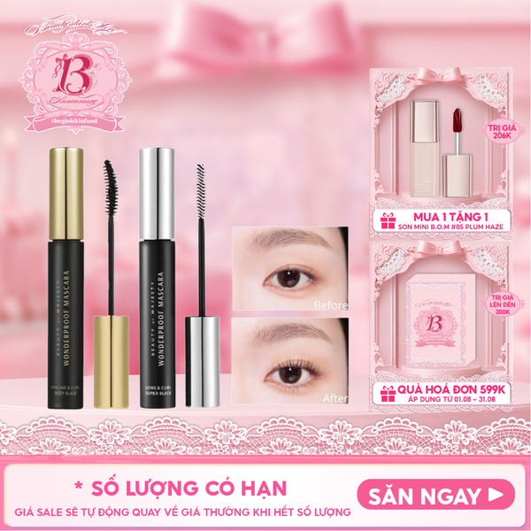  Mascara Chuốt Mi B.O.M Giúp Mi Dài, Dày Và Cong Tự Nhiên, Chống Trôi Hiệu Quả Wonderproof Mascara 8g 
