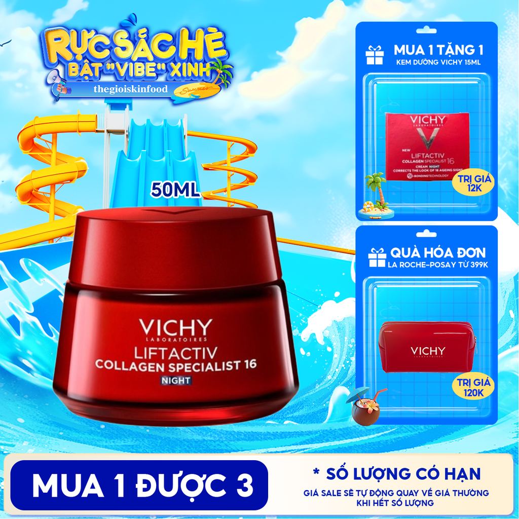 Kem Dưỡng Vichy Hỗ Trợ Sáng Da, Mờ Thâm Nám Ban Đêm Liftactiv Collagen Specialist Night 50ml