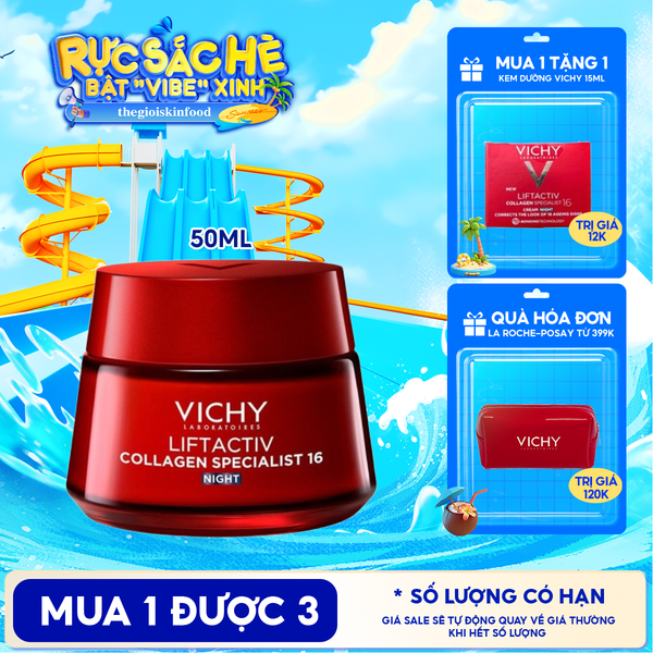  Kem Dưỡng Vichy Hỗ Trợ Sáng Da, Mờ Thâm Nám Ban Đêm Liftactiv Collagen Specialist Night 50ml 
