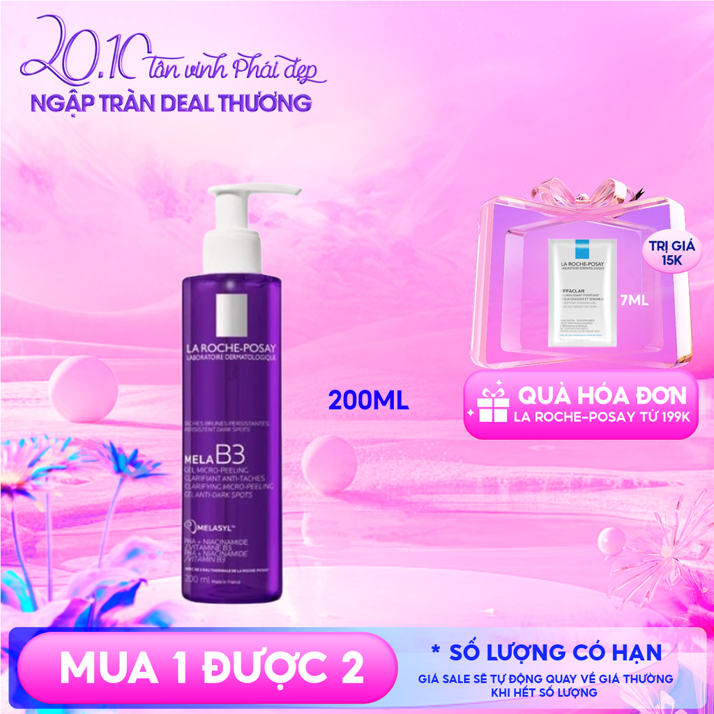 Sữa Rửa Mặt Làm Sạch Sâu, Hỗ Trợ Giảm Thâm Nám La Roche-Posay Mela B3 Clarifying Micro-Peeling Gel 200ml