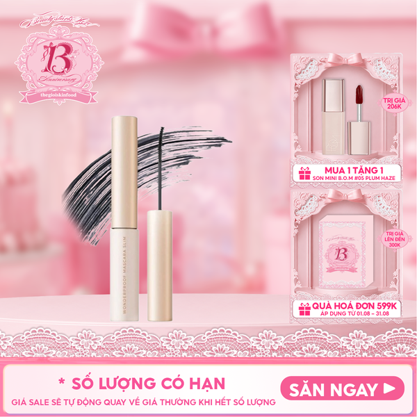  Mascara Chuốt Mi Đầu Cọ Mảnh B.O.M Wonderproof Mascara Slim 4.5g #01 Hyper Black 