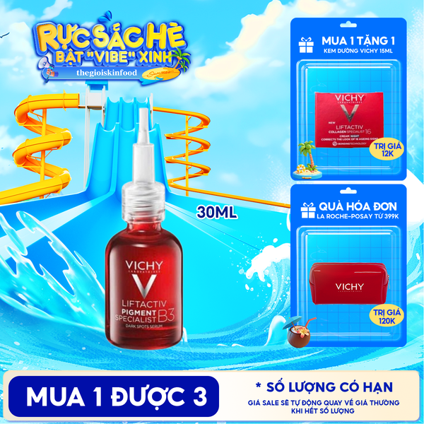  Tinh Chất Giúp Cải Thiện & Ngăn Ngừa Thâm Nám Đốm Nâu Toàn Diện Vichy Liftactiv B3 Dark Spots Serum 30ml 