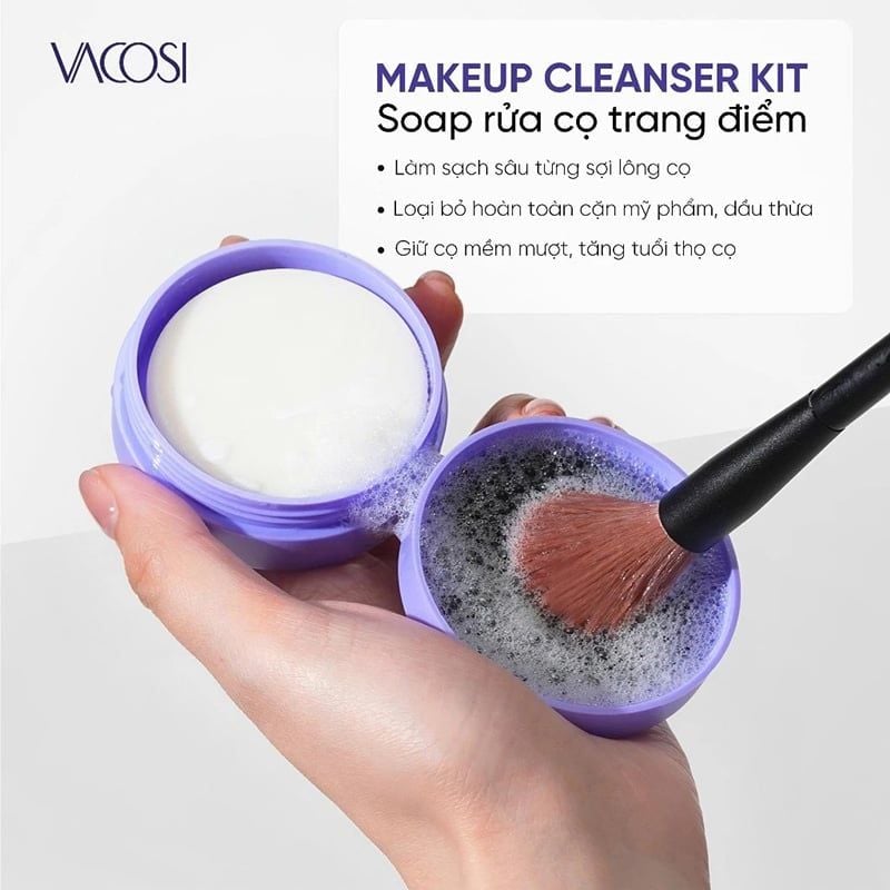 Hộp Rửa Cọ Trang Điểm Kèm Xà Phòng Vacosi Makeup Cleanser Kit - DC14
