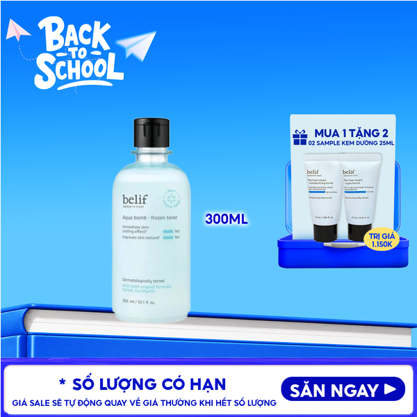  Nước Cân Bằng Belif Làm Dịu & Thu Nhỏ Lỗ Chân Lông Aqua Bomb - Frozen Toner 300ml 