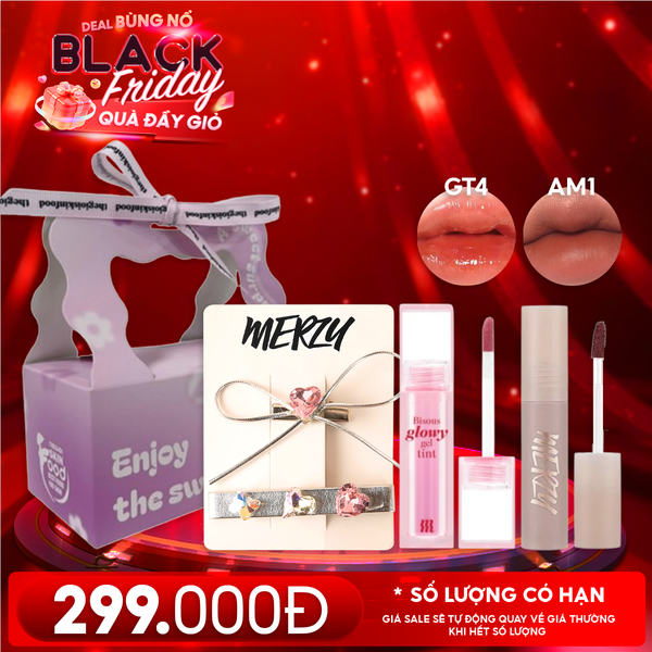  Combo Quà Tặng 20/11: Son Bóng Pha Lê Merzy Bisous Glowy Gel Tint + Son Kem Merzy Academia Mellow Tint + Kẹp Tóc Merzy + Túi Quà 