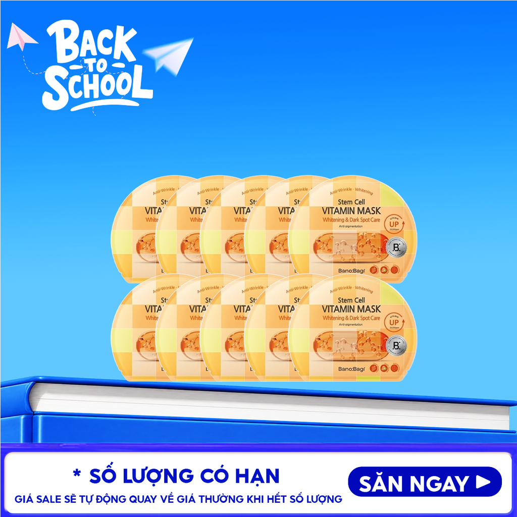 Combo 10 Miếng Mặt Nạ Banobagi Hỗ Trợ Dưỡng Trắng Cấp Ẩm & Bổ Sung Collagen, Cải Thiện Lão Hóa Stem Cell Vitamin, Super Collagen Mask 30ml